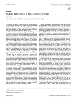 Family Reflections: a Histiocytosis Journey