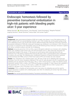 Endoscopic Hemostasis Followed by Preventive Transarterial