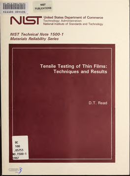 Tensile Testing of Thin Films : Techniques and Results (Materials Reliability Series)