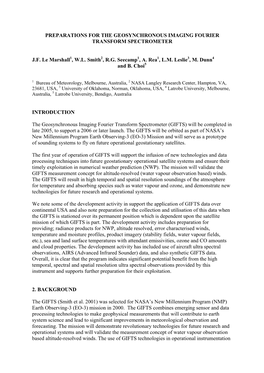 Preparations for the Geostationary Imaging Fourier Transform