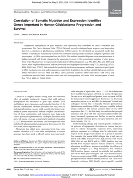 Correlation of Somatic Mutation and Expression Identifies Genes Important in Human Glioblastoma Progression and Survival