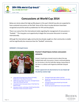 Concussions at World Cup 2014
