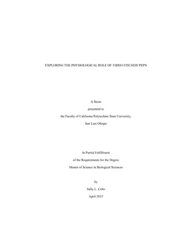 Exploring the Physiological Role of Vibrio Fischeri Pepn