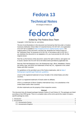 Technical Notes All Changes in Fedora 13