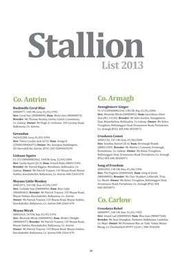 Stallion List 2013