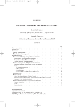 Chapter 1 the Allylic Trihaloacetimidate