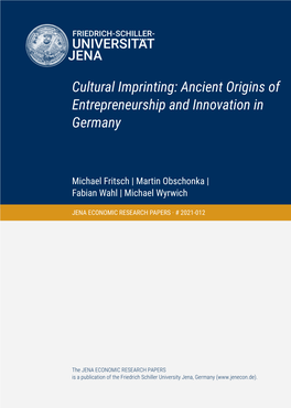 Cultural Imprinting: Ancient Origins of Entrepreneurship and Innovation in Germany