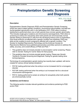 Preimplantation Genetic Screening and Diagnosis