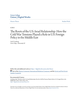 The Roots of the U.S.-Israel Relationship: How the Cold War Tensions Played a Role in U.S