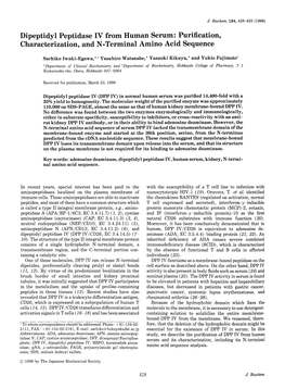 Purification, Characterization, and N-Terminal Amino Acid Sequence