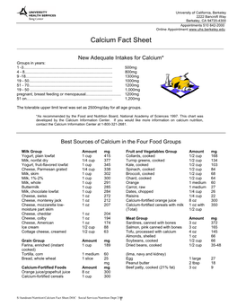 Calcium Fact Sheet ______