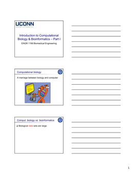 Introduction to Computational Biology & Bioinformatics – Part I