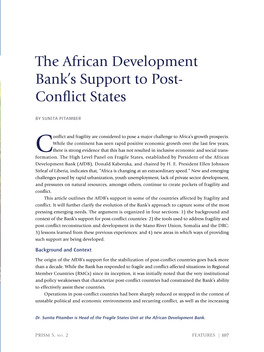 The African Development Bank's Support to Post- Conflict States