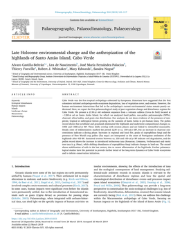 Late Holocene Environmental Change and the Anthropization of The