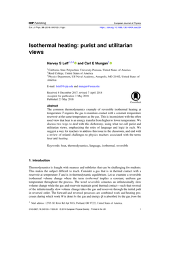Isothermal Heating: Purist and Utilitarian Views