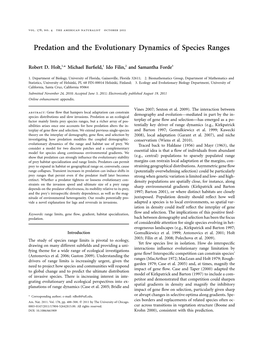 Predation and the Evolutionary Dynamics of Species Ranges