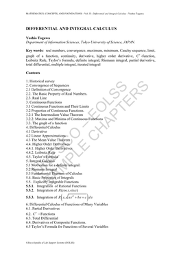 Differential and Integral Calculus - Yoshio Togawa