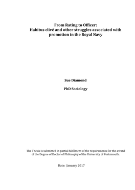 From Rating to Officer: Habitus Clivé and Other Struggles Associated with Promotion in the Royal Navy