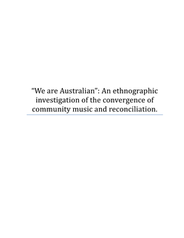 “We Are Australian”: an Ethnographic Investigation of the Convergence of Community Music and Reconciliation