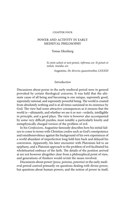 POWER and ACTIVITY in EARLY MEDIEVAL PHILOSOPHY Tomas