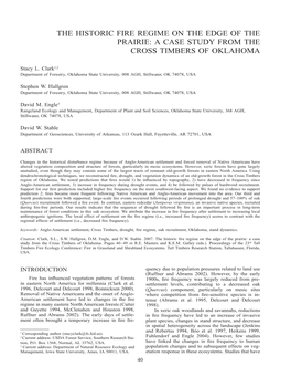 The Historic Fire Regime on the Edge of the Prairie: a Case Study from the Cross Timbers of Oklahoma