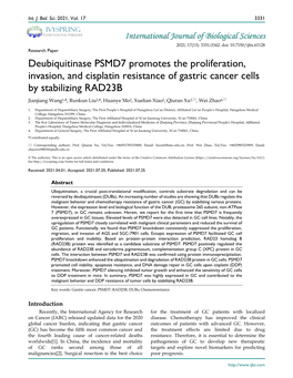 Pdf PSMD7 Regulates Cell Fate and Is Associated with Disease Progression in Breast Cancer