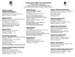 Congregation Bais Yisroel Zmanim