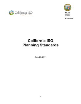 California ISO Planning Standards