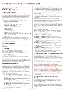 Scandinavian Activity Contest Rules 2018