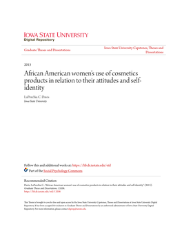 African American Women's Use of Cosmetics Products in Relation to Their Attitudes and Self- Identity Laporchia C