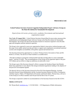 Secretary-General Appoints Advisory Group on The