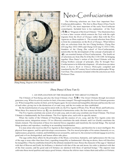 Neo-Confucianism the Following Selections Are from Four Important Neo- Confucian Philosophers