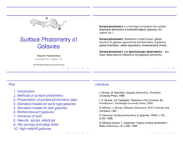 Surface Photometry of Galaxies”, PASP, V.100, P.524, 1988 8
