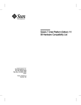 Solaris 7 (Intel Platform Edition) 11/99 Hardware Compatibility List 1