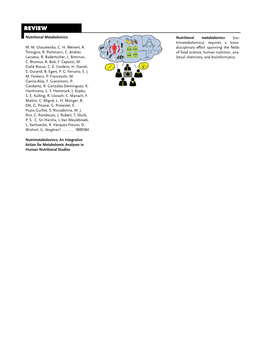 An Integrative Action for Metabolomic Analyses in Human Nutritional