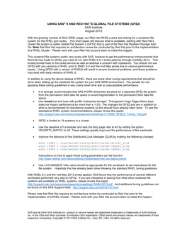 Using Sas® 9 and Red Hat's Global File System2 (Gfs2)