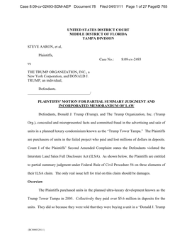 Case 8:09-Cv-02493-SDM-AEP Document 78 Filed 04/01/11 Page 1 of 27 Pageid 765