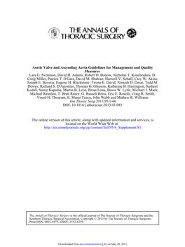 Aortic Valve and Ascending Aorta Guidelines for Management and Quality Measures Lars G