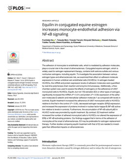 Equilin in Conjugated Equine Estrogen Increases Monocyte-Endothelial Adhesion Via NF-Κb Signaling