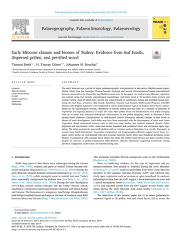 Early Miocene Climate and Biomes of Turkey Evidence from Leaf Fossils