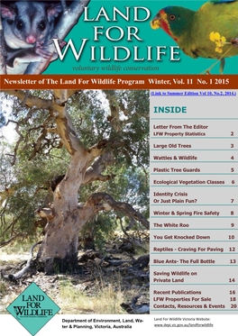Newsletter of the Land for Wildlife Program, Winter Vol.11, 1