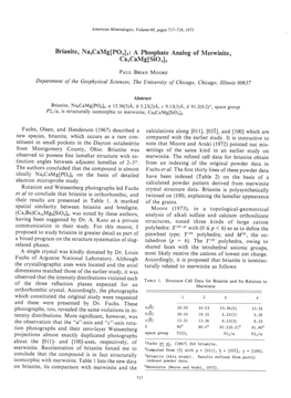 Brianite, Narcamg[Poa]R: a Phosphate Analog of Merwinite