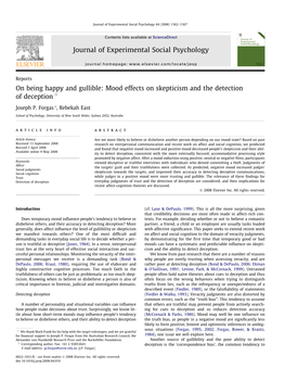 Mood Effects on Skepticism and the Detection of Deceptionq