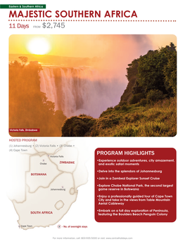 MAJESTIC SOUTHERN AFRICA 11 Days from $2,745