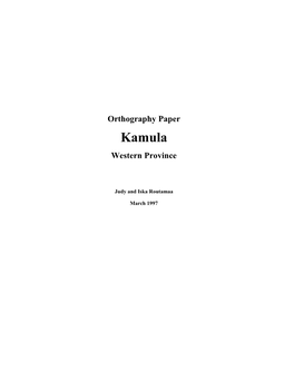 Orthography Paper Kamula, Western Province