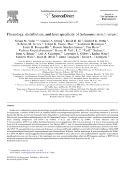 Phenology, Distribution, and Host Specificity of Solenopsis Invicta