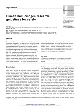 Human Hallucinogen Research