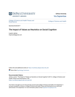 The Impact of Values As Heuristics on Social Cognition