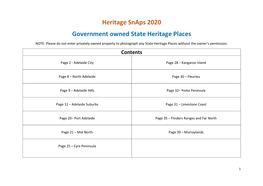 Heritage Snaps 2020 Government Owned State Heritage Places
