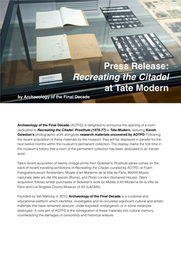 Press Release: Recreating the Citadel at Tate Modern
